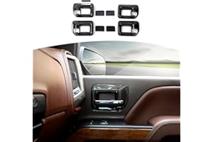 RT-TCZ for Chevy Silverado Carbon Fiber Inner Door Handle Bowl Trim Cover for Chevrolet Silverado GMC Sierra 2014-2018 Black 
