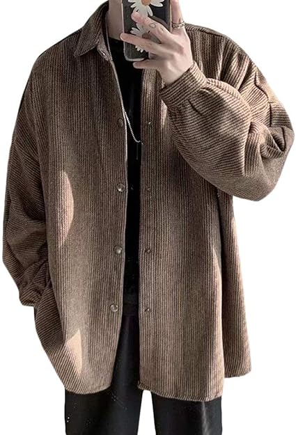 Yunhen ジャケット メンズ ストライプ柄 ゆったり アウター コーデュロイ 春 秋 ブルゾン ファッション ビックシルエット コート オシャレ カジュアル シャツジャケット コート ジャケット 通販 Amazon