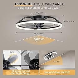 Ceiling Fans with Lights and Remote, 20'' Flush