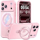 MOCCA Design for iPhone 17 Pro Case, Compatible with Magsafe [Premium Invisible Magnetic Ring Stand] [Military Drop Protection] Full Camera Guard Translucent Matte Slim Phone Cover 6.3",Pink