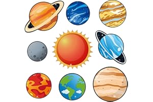 BeYumi 45Pcs Solar System Cutouts 9 Planets Galaxy Wall Decal Educational Material Removable Wall Stickers Outer Space Decor for Bedroom Nursery Classroom Bulletin Board Displays Universe Theme Party