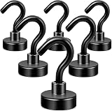 Neosmuk Black Magnetic Hooks 22 lb Heavy Duty Magnetic Hanger Pack of 6