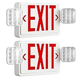 FREELICHT 2 Pack Red Exit Sign with Emergency
