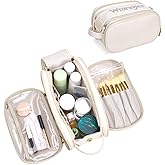 Montana West X Wrangler Large Makeup Bag Travel Toiletry Bag Portable Cosmetic Bag Make Up Organizer with Divider and Handle for Women Beige