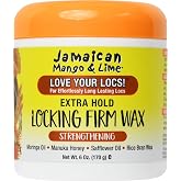 Jamaican Mango &amp; Lime Love Your Locs Locking Firm Wax &ndash; Strong Hold Styling Wax for Locs, Twists &amp; Braids &ndash; Strengthens, Conditions &amp; Hydrates 6 oz