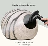 MEOWFIA Cat Cave Premium Felt Cat Bed Merino Wool Light Grey Large view 4
