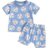 Ysfanwuxi Toddler Baby Boy Baseball Outfit Short Sleeve T-Shirt Shorts Set 2Pcs Infant Baseball Clothing Summer Clothes