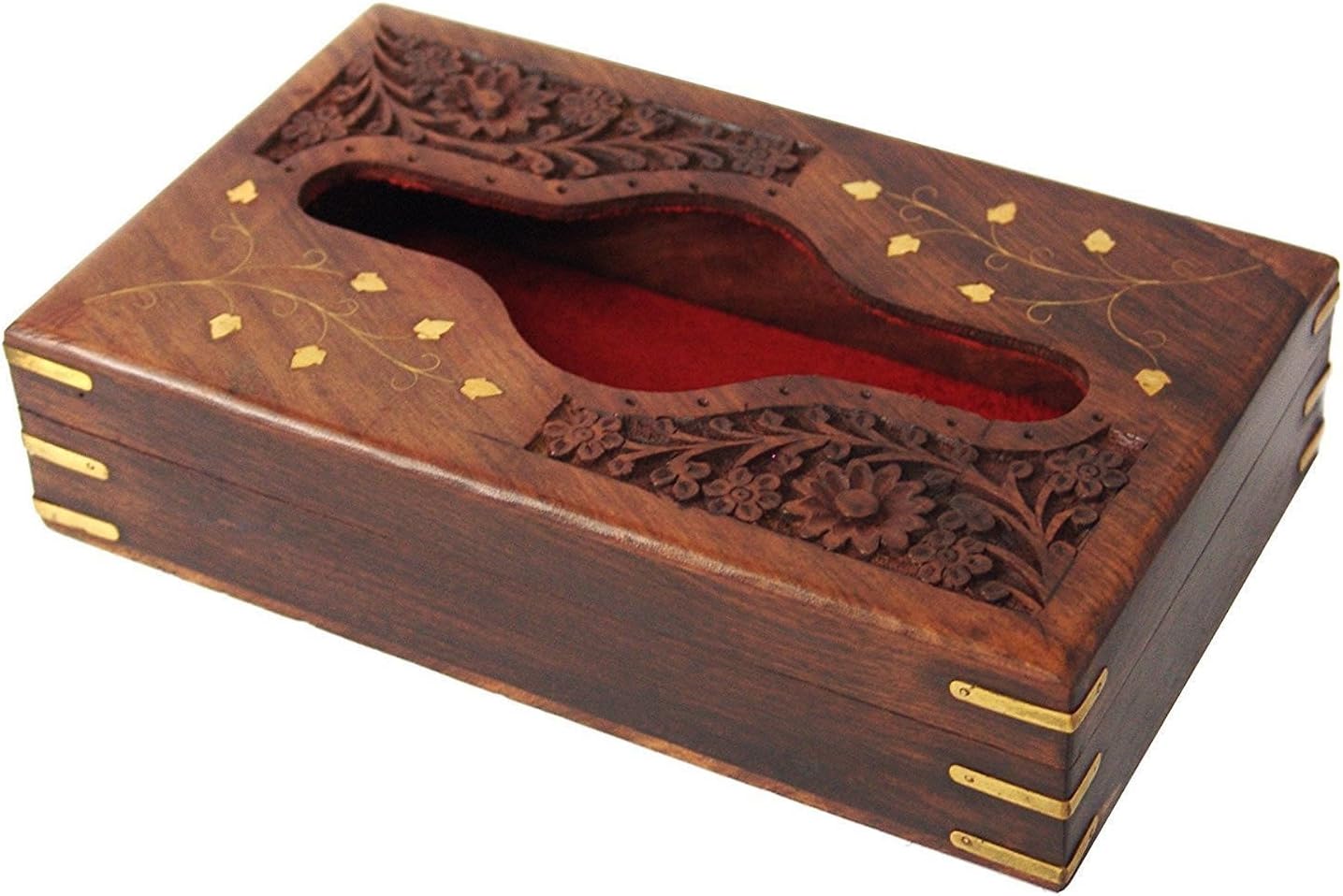 PMK Wooden Tissue Box For Home/Office Use kleenex Holder, Rectangular tissue box, Handmade tissue Box, carving Tissue box Daily Use (9 X 5 Inch) By Khandekar