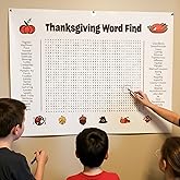 AuraGlaze 2025 New Thanksgiving Word Search Poster, Thanksgiving Poster Giant 36 * 24in Wall Game with 50 Words for Families, Thanksgiving Party Decor & Holiday Activity