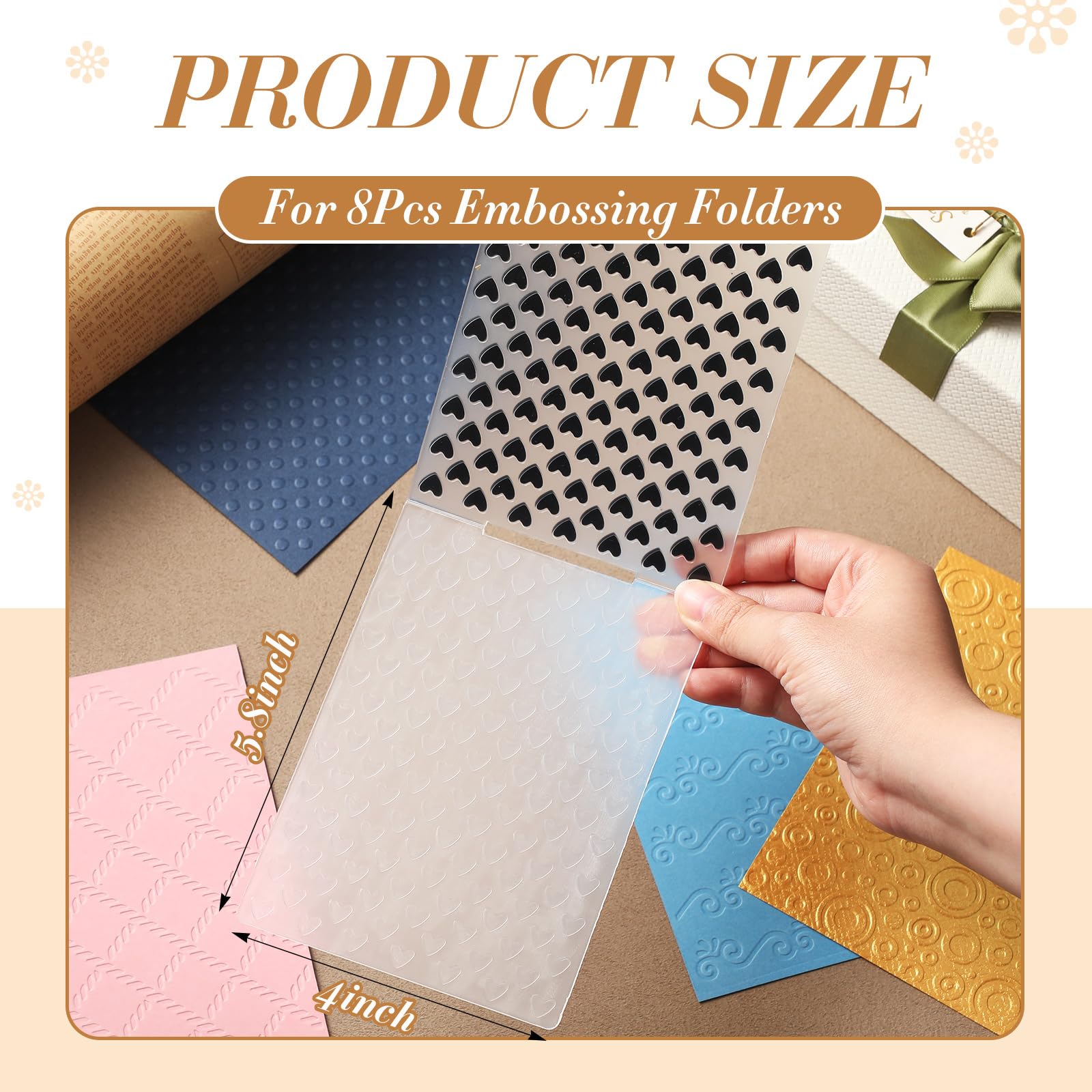 Geiserailie 8 Pcs Embossing Folders Embossing Machine Template Paper Card Folders for Christmas Card Making DIY Flower Scrapbook Photo Album Craft Decoration 5.9 x 4.1 Inch (Classic Style)