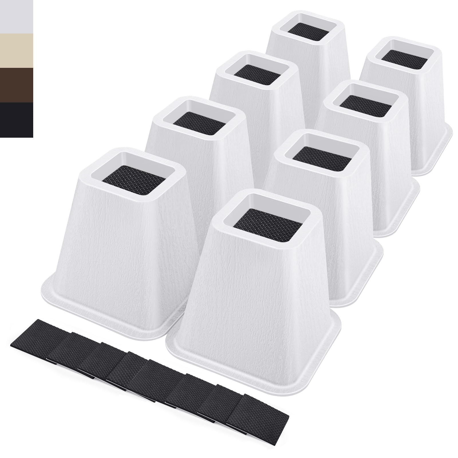 Photo 1 of ANNKUT 6 Inch Heavy Duty Bed Risers, Furniture Risers for Desk, Chair, Table or Sofa, Couch Lift Risers, Supports up to 2200 lbs per Leg(8 Pack White)