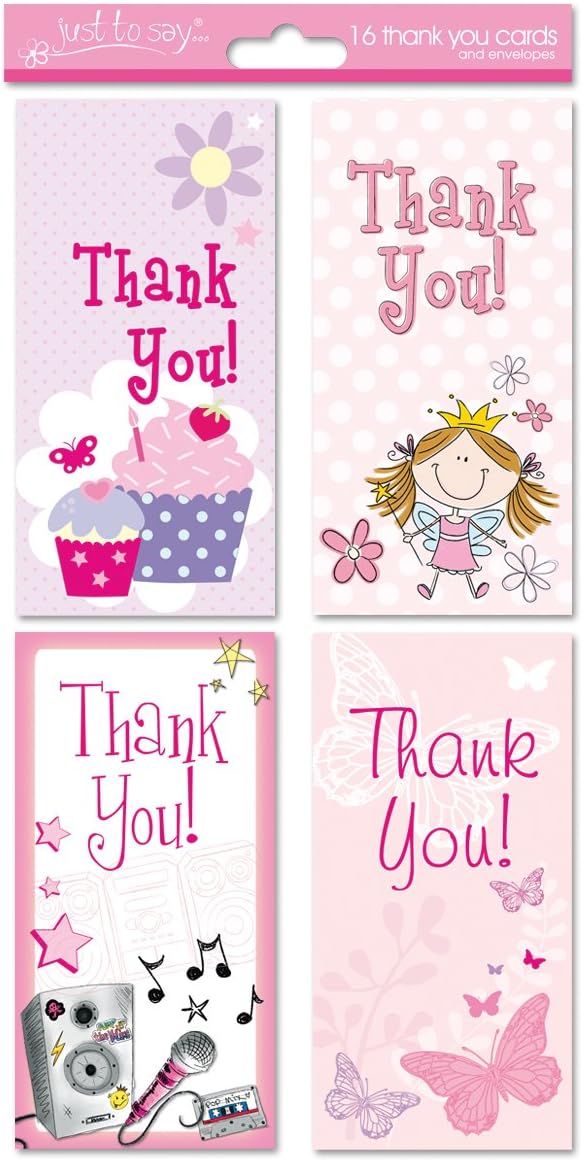 Tallon Just To Say Girl 4 Design Thank You Card (Box of 16 of any one design), 68mm x 138mm