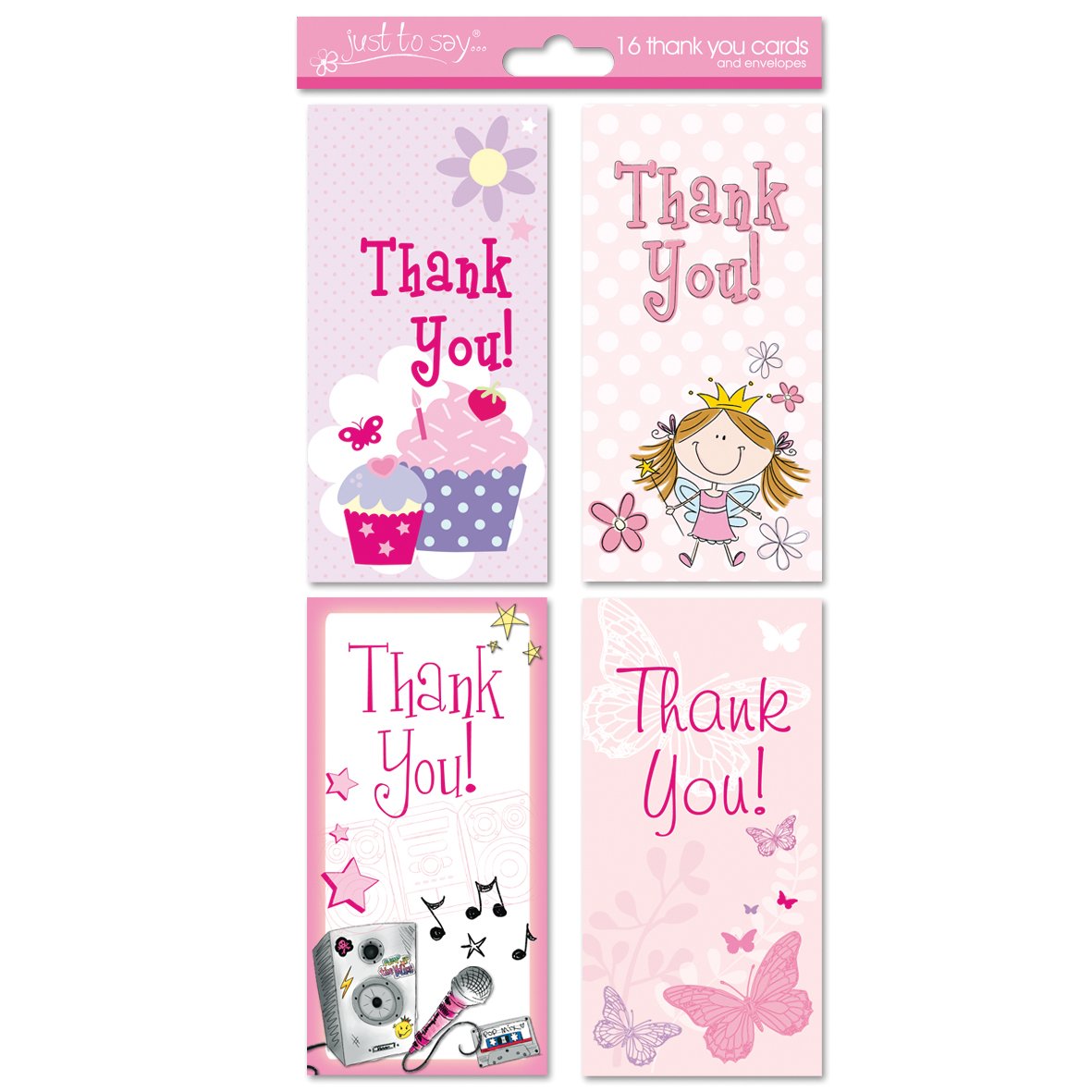 Tallon Just To Say Girl 4 Design Thank You Card (Box of 16 of any one design)