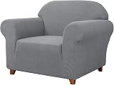 SAMSTEX 1 Seater Sofa Cover Stretch 1-Piece Light Grey