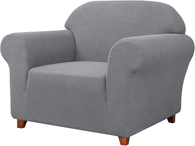 SAMSTEX 1 Seater Sofa Cover Stretch 1-Piece Light Grey