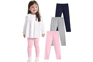 ZUEMET 3 Pack Baby Cotton Pants Toddler Boys Girls Leggings Basic Clothes Size 18M-5T
