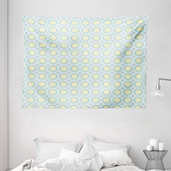 Amazon.com: Ambesonne Aqua Tapestry, Retro Circles Inner Dots 60s 70s Inspired Horizontal ...