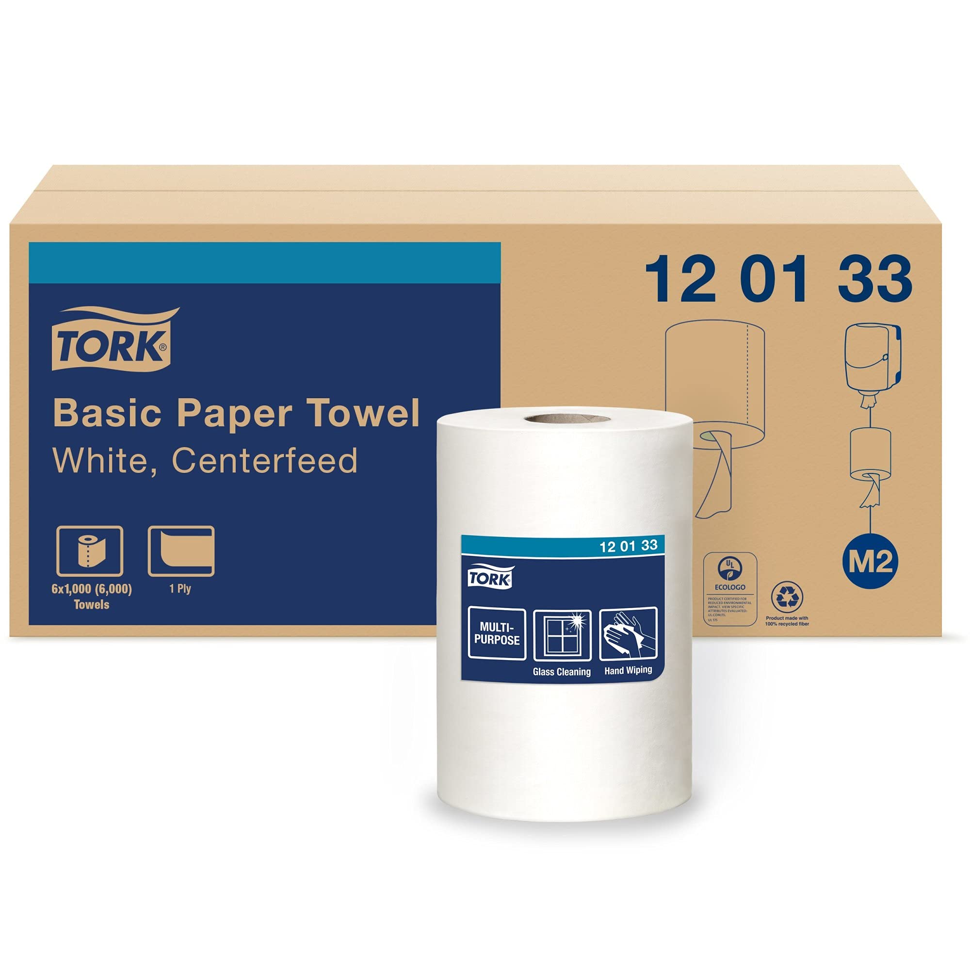 Photo 1 of Tork Centerfeed Paper Wiper White M2, High Absorbency, 6 x 1000 Sheets, 120133