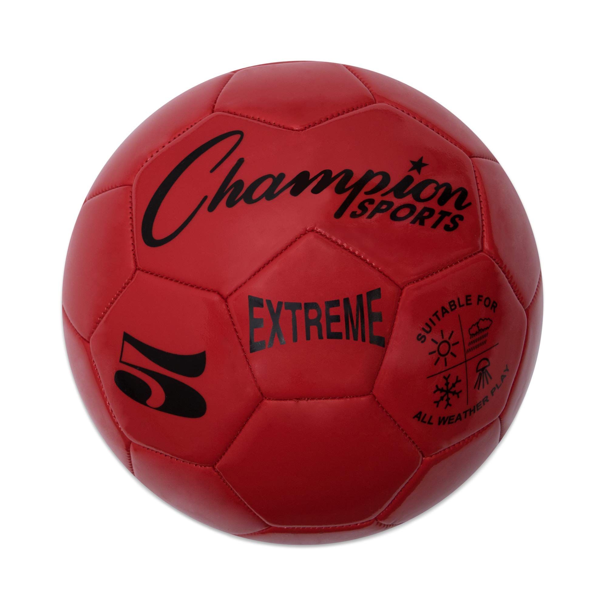 Champion Sports Extreme Series Football Regulation Size 5 Collegiate Professional League Standard Kickballs All-Weather Soft Touch Maximum Air Retention for Adults Teenagers Red