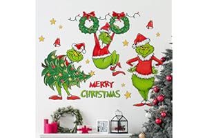 Mfault Merry Christmas Cartoon Character Wall Decals Stickers, Xmas Tree Wreath Max Dog Decorations Bedroom Art, Star Jingle Bell New Year 2026 Home Kitchen Decor Holiday Gifts