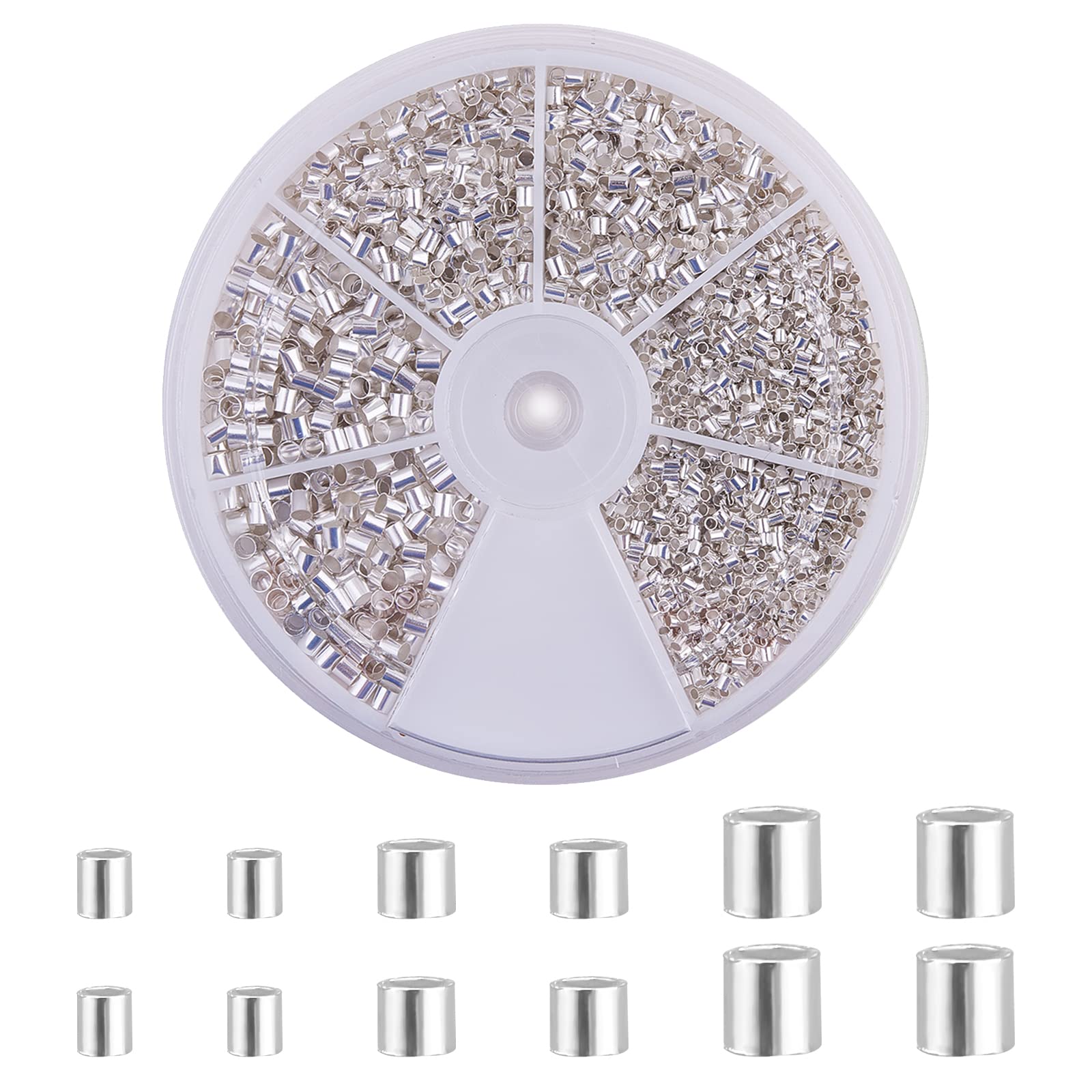 PandaHall 1530pcs Brass Tube Crimp Beads, 3 Sizes Tube Spacer Beads Ends of Jewellery String Column Stoppers Crimping Bead for DIY Craft Bracelet Necklace Earring Jewellery Making, 1.5/2/2.5mm