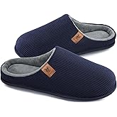 VeraCosy Men's Cozy Slip-on Slippers Corduroy Memory Foam Indoor House Shoes