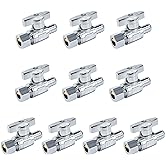 VINTEX Straight Stop Valve 10 Pack, 1/2" Pex x 3/8" OD Compression Shut Off Valve with 10 Pieces Stainless Steel Clamps Rings