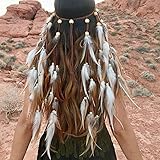 Campsis Indian Peacock Feather Headbands Boho Princess Head Chain Bule Adjust Headdress Handmade Rope Hair Accessories for Wo