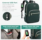 LOVEVOOK 17.3 Inch Laptop Backpack Women USB Port Water Resistant Deepgreen view 6