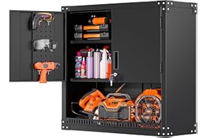 INTERGREAT Metal Wall Cabinet, Locking Wall Cabinets with Doors and Adjustable Shelves, 32" W x 31" H Wall Mounted Storage Cabinet for Garage, Warehouse, Bathroom, Kitchen, Black