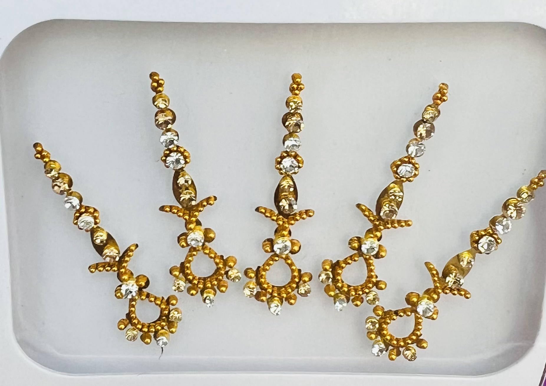 BBZ165 Gold Bindi Stone Diamante Forehead Sticker Wedding Fancy Tikka Indian Tattoos Party Face Gem Body Art