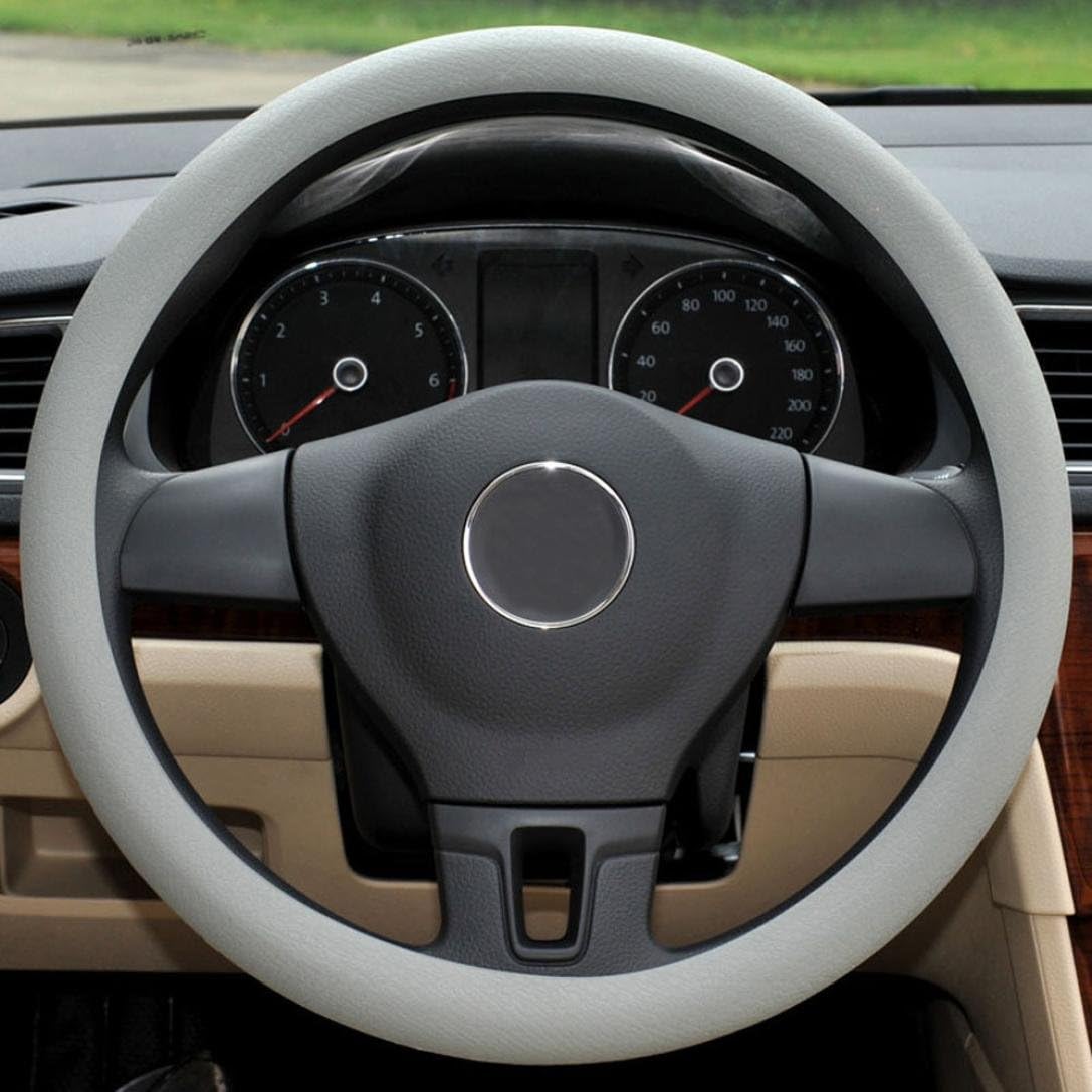 Gessppo Anti-Slip Steering Wheel Cover Auto Car High Elastic Silicone Universal Steering Cover for Diameter 32-40cm/12-16inch (Gray)