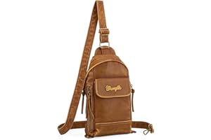 Wrangler Men's Sling Backpack Purse Crossbody Shoulder Bag with Adjustable Strap Vegan Leather Crossbody Bags for Men Women