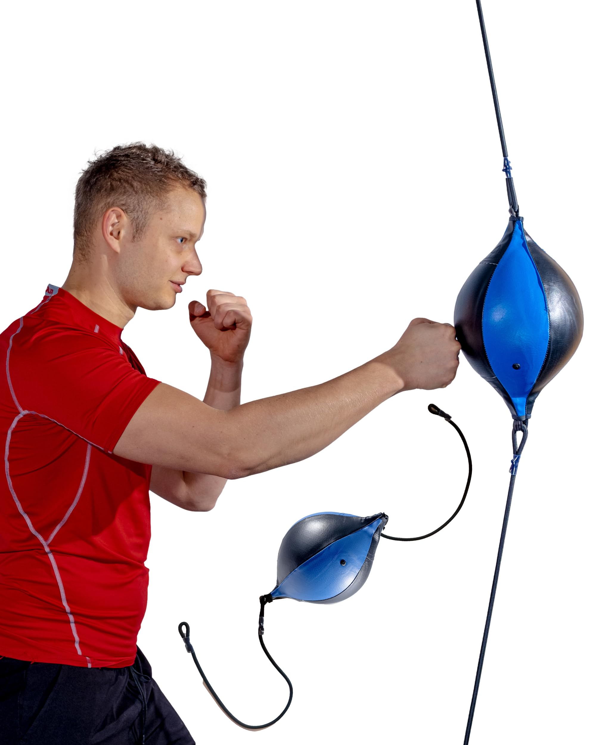 MuscleForge® Boxing Ball on String, Floor to Ceiling Punching Ball, Inflatable Double-Ended Hanging Boxing Ball for Speed Box Training