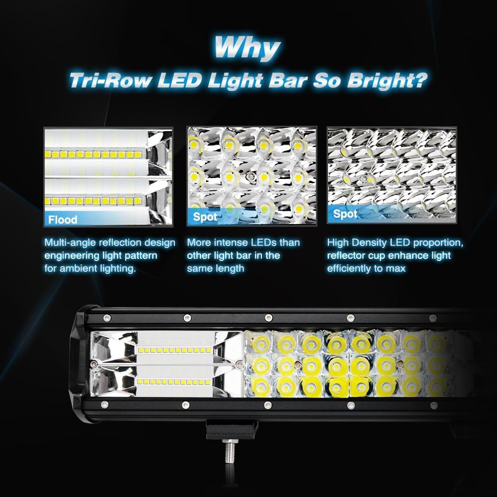 Nilight 2PCS 4Inch 36W Triple Row Spot LED Light Bar 3600LM Driving Lights Fog Light Led Off Road Lights for Trucks Jeep UTV ATV Marine Boat,2 Years Warranty: Automotive