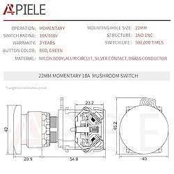 APIELE 22mm Momentary Mushroom Head Push Button