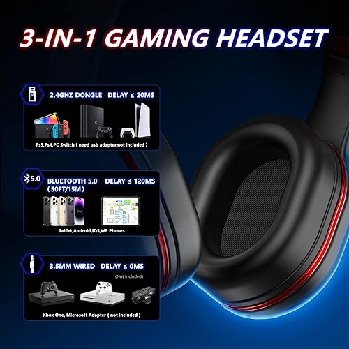 KOFIRE Gaming Headset, Bluetooth Gaming Headset