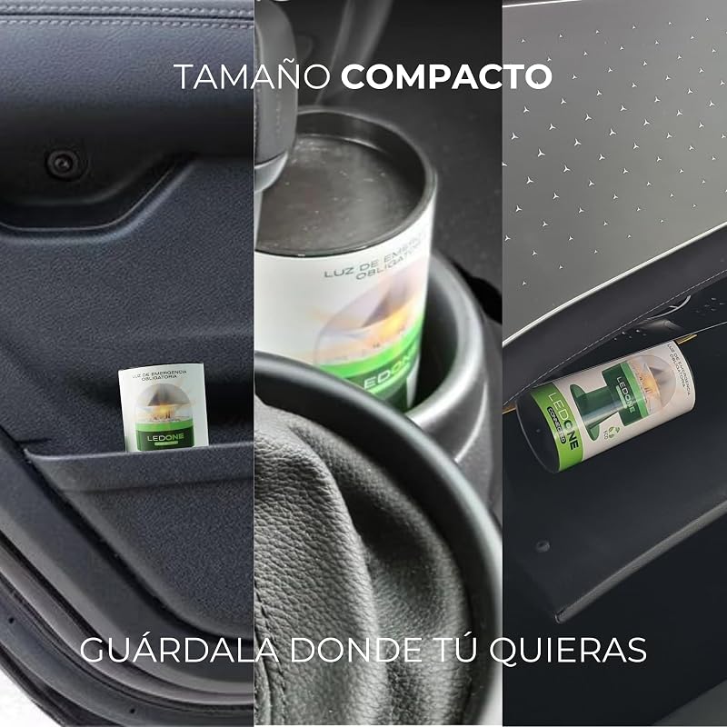 LEDONE - Baliza v16 Homologada DGT con Geolocalizador, Luz Emergencia Coche V16 Homologado DGT - eSIM y Datos Hasta 2038, Visibilidad 1km 360º - Fabricada en España