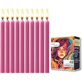 LadyRobyn 40 Count Pink Taper Candles, 4 Inch