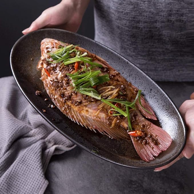 Amazon.com: GJH-PLATE - Plato ovalado para pescado (cerámica ...