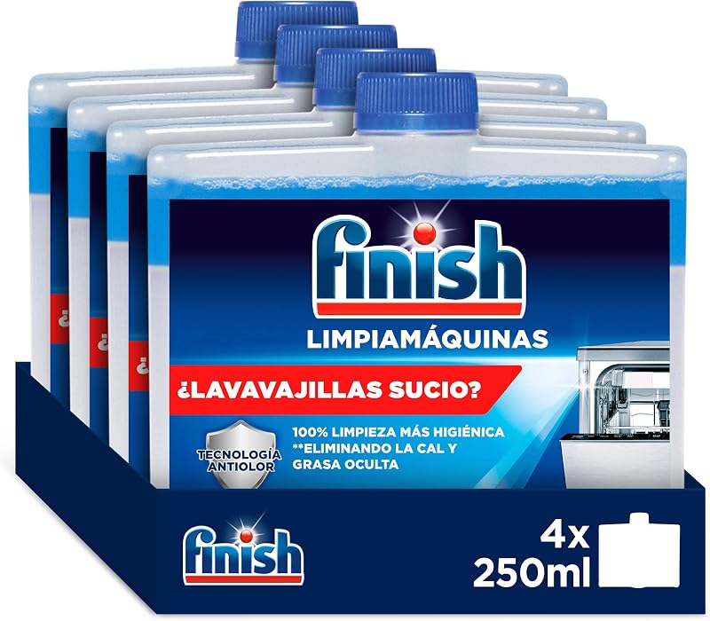 Finish machine cleaner - limpador para lava-louças contra mau odor, calcário e gordura para lava-louças, limpador para lava-louças - 4 unidades