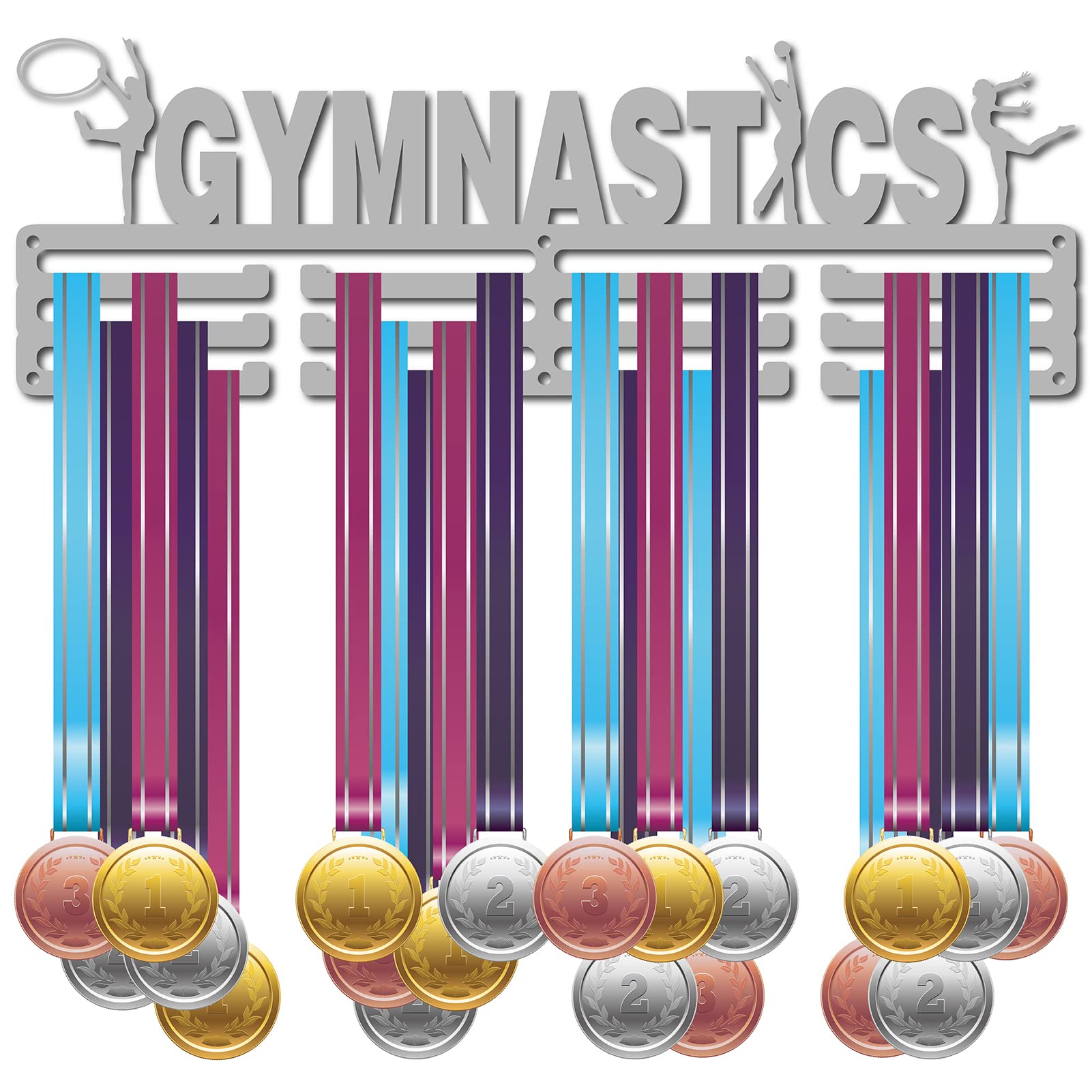 CREATCABIN Gymnastics Medal Holder Display Hanger Over 60 Medals Rack Sports Awards Metal Lanyard Holder Rack Sturdy Wall Mounted for Athletes Champions Players Gymnastics 15.7 x 5.3inch