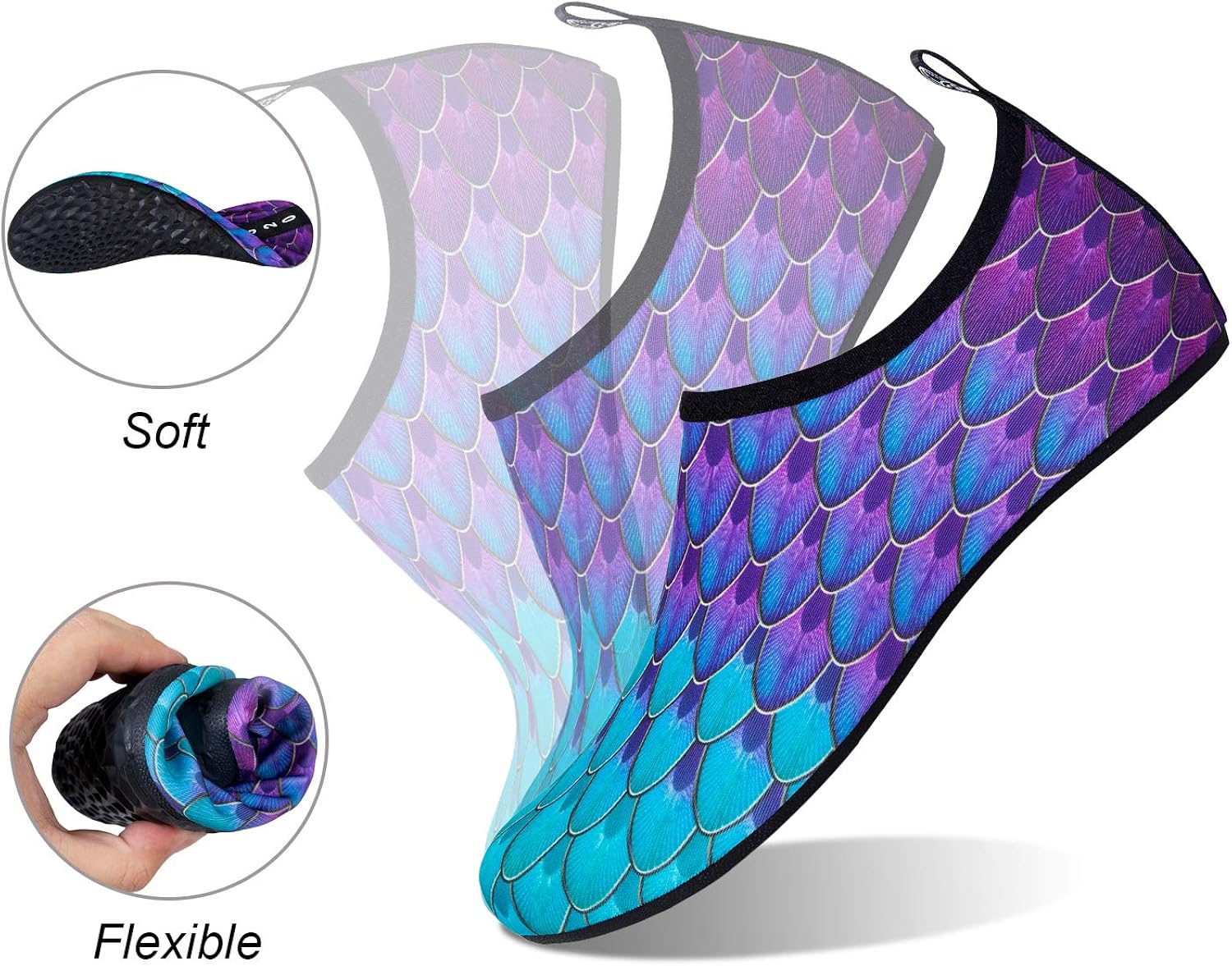  | Water Shoes for Womens Mens Barefoot Quick-Dry Aqua Socks for Beach Swim Surf Yoga Exercise New Translucent Color Soles | Water Shoes