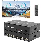 Arvitek Update HDMI Video Wall Controller 2x2 4K@60Hz, 180&deg; Rotate, 4 TV Screens Into 1 Wall Display, Video Wall Processor Splicer with Remote, 8 Splicing Mode