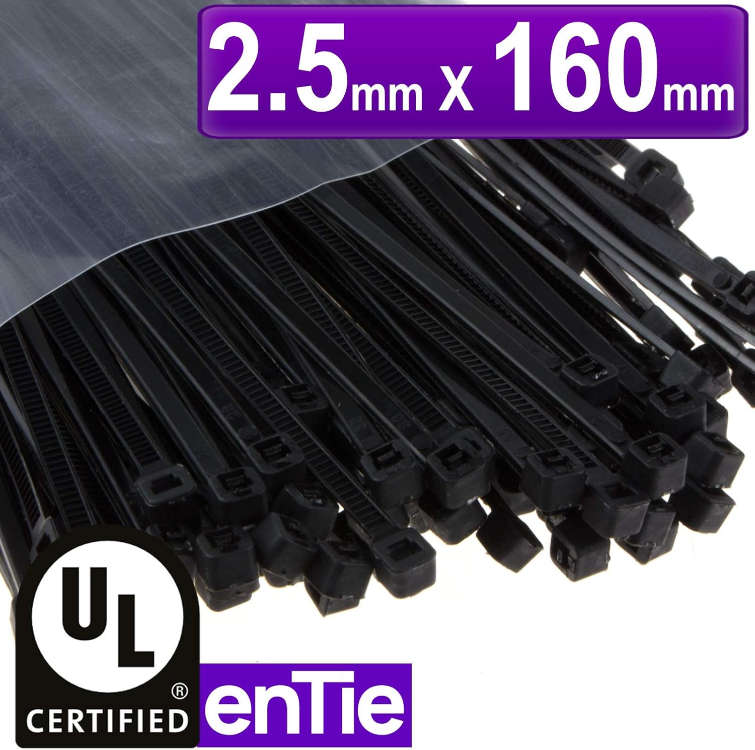 Black Cable Ties 160mm x 2.5mm Flexible & Secure Pack Amazon.co.uk