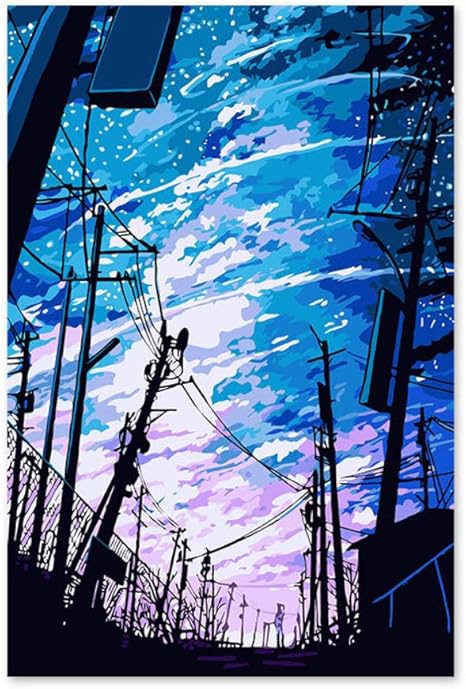 Amazon Co Jp Aoyuff デジタル油絵 アニメとアニメーションの街 夜のお名前 絵画 数字の風景画 ホーム キッチン