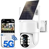 JCMNETE Solar Security Cameras Wireless Outdoor, 5G/2.4GHz WiFi Outdoor Security Camera for Home Security, Solar Powered Security Camera, Human Detection, Color Night Vision 1-Pack