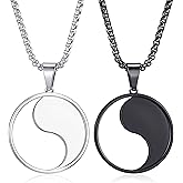 Men's Yin Yang Pendant Necklace with 24 Inch Stainless Steel Chain Taoist Symbol Amulet Balance Jewelry for Men
