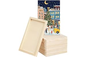 YUXITIA 8 Pack 6 x 12 inch Wood Panel Boards,Unfinished Wood Frames for DIY Art Projects, Square Canvas for Painting, Pouring, Arts Use with Oils, Fall Christmas Decorations Panel Canvas