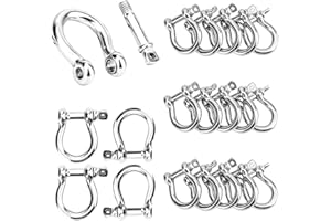 Biugaaufai 20 PCS 5/16 Inch D Ring Shackles, 304 Stainless Steel Anchor Shackle Lock, 8 mm Screw Pin Anchor Shackles for Towing, Trailer Chain Shackle for Industrial, Outdoor, Vehicle Recovery, 8 mm